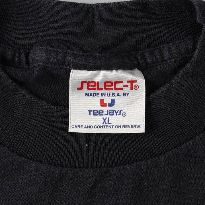 90'S TEE JAYS Plain T-Shirt, Made in USA, Men's XL equivalent, Vintage polyester black type Vintage Second Hand