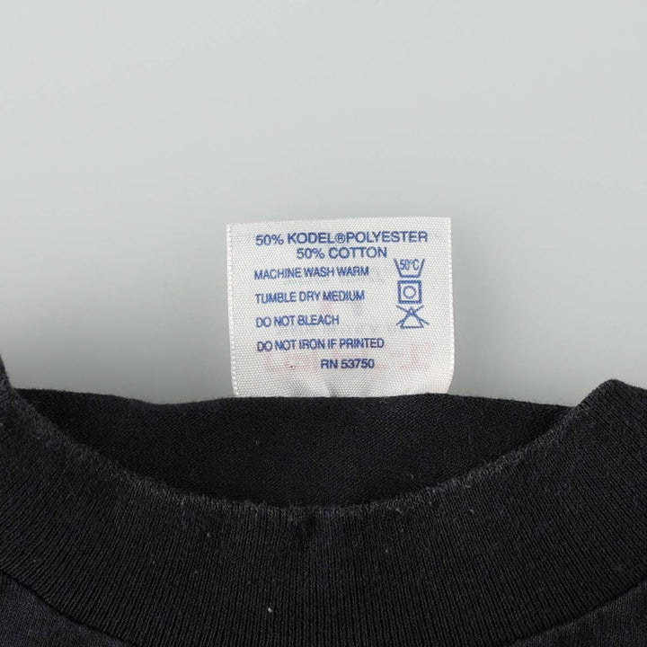 90'S TEE JAYS Plain T-Shirt, Made in USA, Men's XL equivalent, Vintage polyester black type Vintage Second Hand