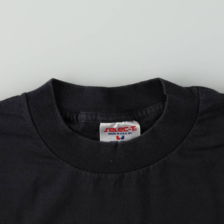 90'S TEE JAYS Plain T-Shirt, Made in USA, Men's XL equivalent, Vintage polyester black type Vintage Second Hand