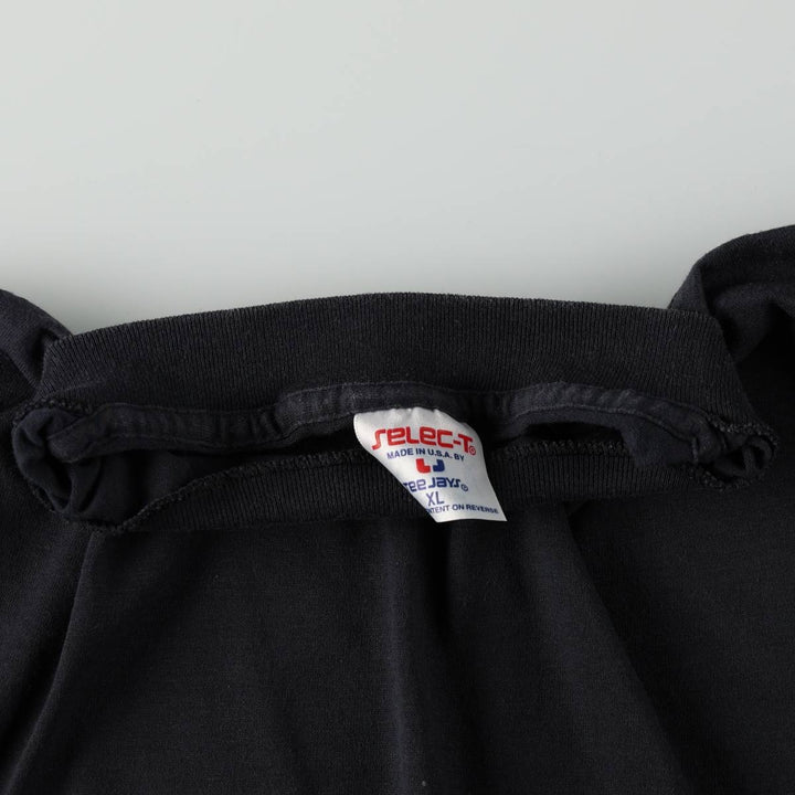 90'S TEE JAYS Plain T-Shirt, Made in USA, Men's XL equivalent, Vintage polyester black type Vintage Second Hand