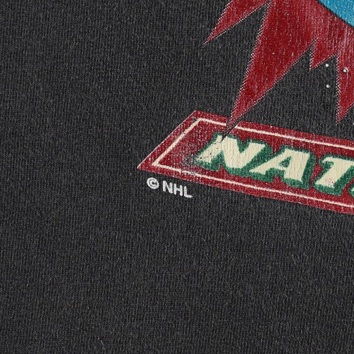 90'S LOGO7 NHL Arizona Coyotes Sports Print T-Shirt, Men's Size L (approx.), Vintage cotton black type Vintage Second Hand