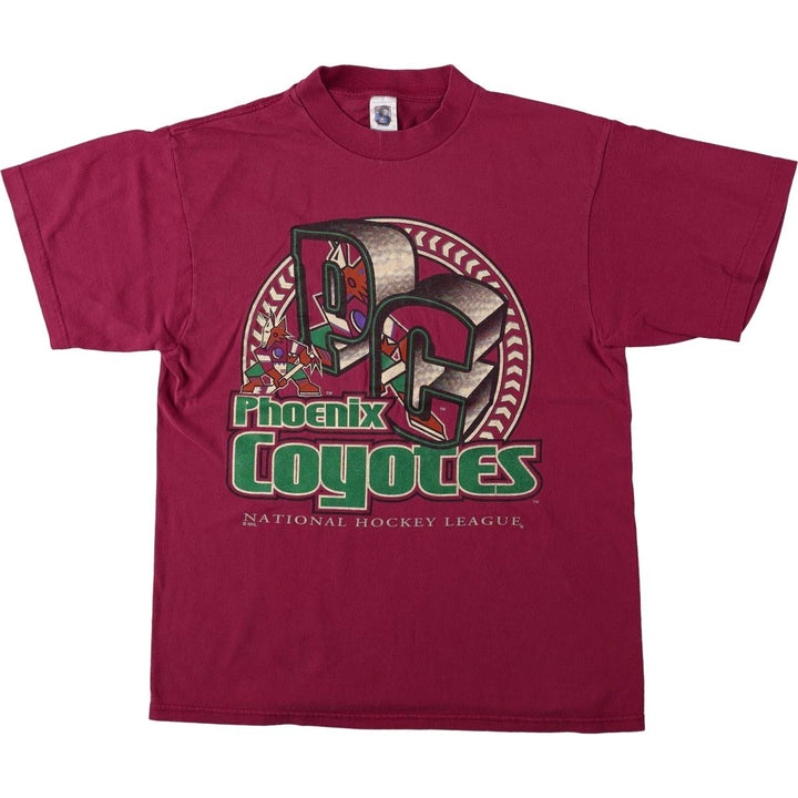 90'S LOGO7 NHL Arizona Coyotes Sports Print T-Shirt, Men's Size L (approx.), Vintage cotton red type Vintage Second Hand