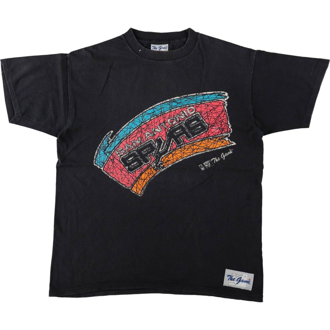 90'S The Game NBA SAN ANTONIO SPURS Sports Print T-Shirt, Men's Size L (approx.), Vintage cotton black type Vintage Second Hand