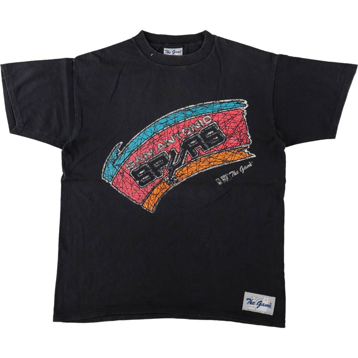 90'S The Game NBA SAN ANTONIO SPURS Sports Print T-Shirt, Men's Size L (approx.), Vintage cotton black type Vintage Second Hand