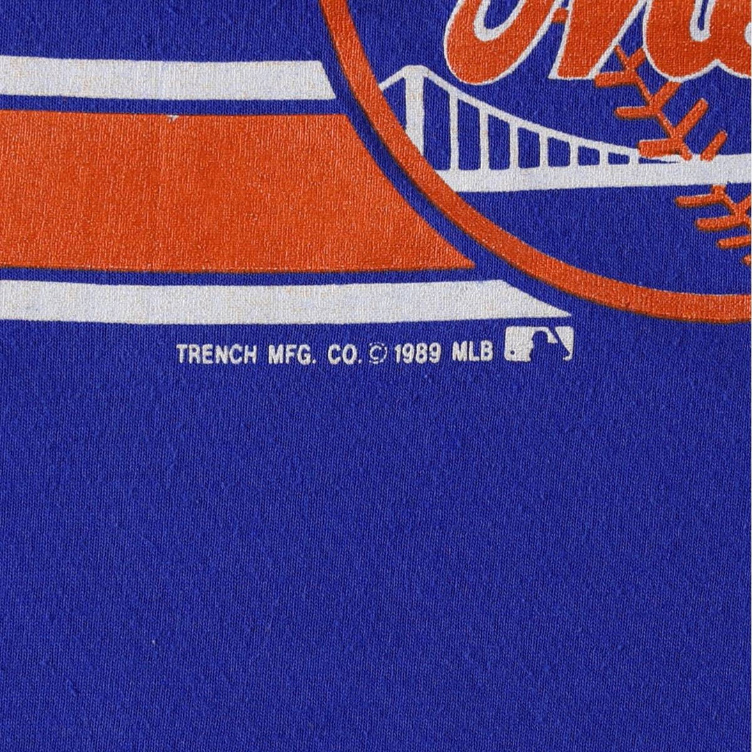 80'S TRENCH MLB NEW YORK METS Sports Print T-Shirt, Made in USA, Men's Size L (approx.), Vintage polyester blue type Vintage Second Hand
