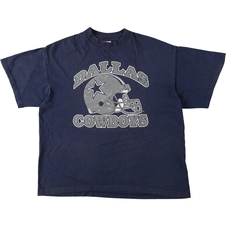 90'S TRENCH NFL DALLAS COWBOYS (Dallas Cowboys) Sports Print T-Shirt, Made in USA, Men's XL (approx.) Vintage cotton navy blue type Vintage Second Hand