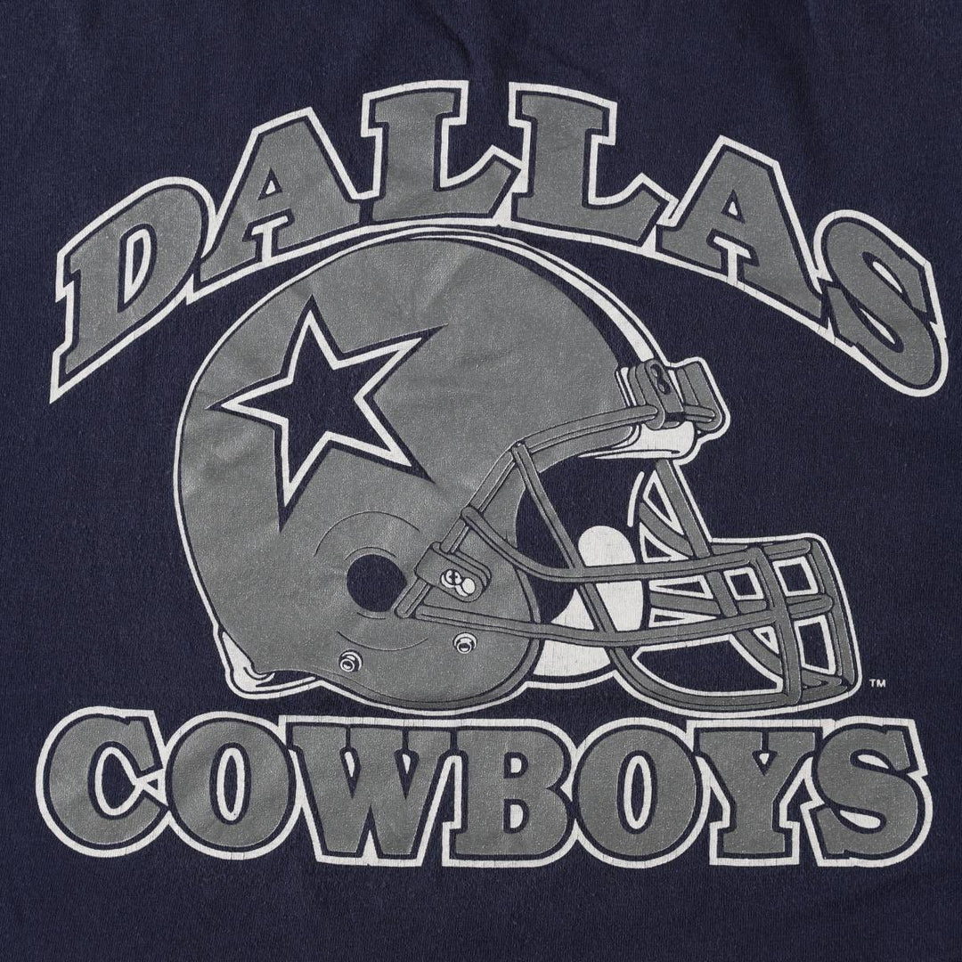90'S TRENCH NFL DALLAS COWBOYS (Dallas Cowboys) Sports Print T-Shirt, Made in USA, Men's XL (approx.) Vintage cotton navy blue type Vintage Second Hand