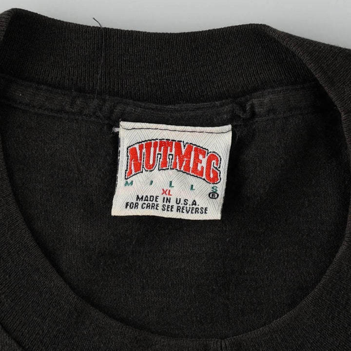 90'S NUTMEG NFL Carolina Panthers sports print T-shirt, Made in USA, Men's XL equivalent, Vintage cotton black type Vintage Second Hand