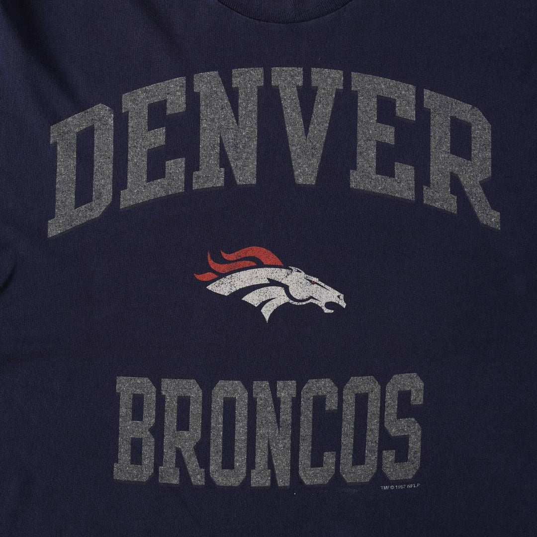 90'S SALEM NFL DENVER BRONCOS Sports Print T-Shirt, Made in USA, Men's XL (approx.) Vintage cotton navy blue type Vintage Second Hand