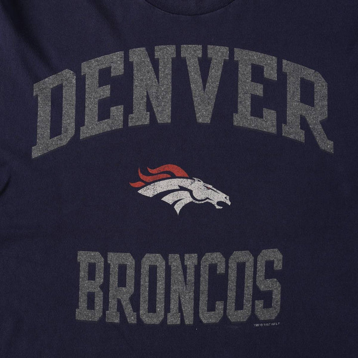 90'S SALEM NFL DENVER BRONCOS Sports Print T-Shirt, Made in USA, Men's XL (approx.) Vintage cotton navy blue type Vintage Second Hand