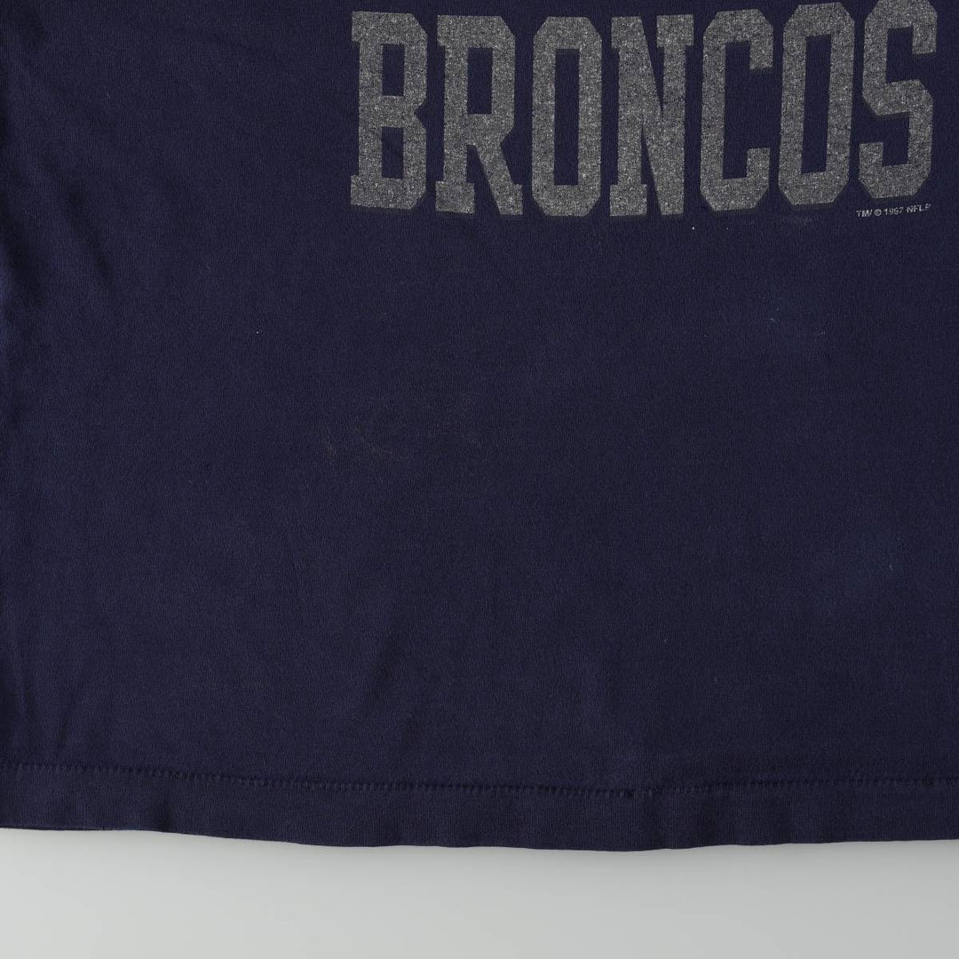 90'S SALEM NFL DENVER BRONCOS Sports Print T-Shirt, Made in USA, Men's XL (approx.) Vintage cotton navy blue type Vintage Second Hand