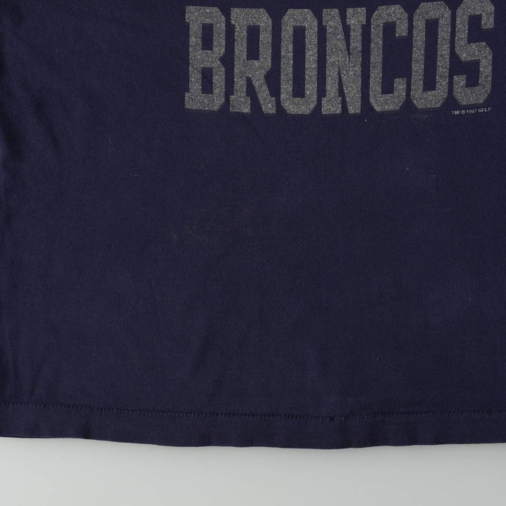 90'S SALEM NFL DENVER BRONCOS Sports Print T-Shirt, Made in USA, Men's XL (approx.) Vintage cotton navy blue type Vintage Second Hand