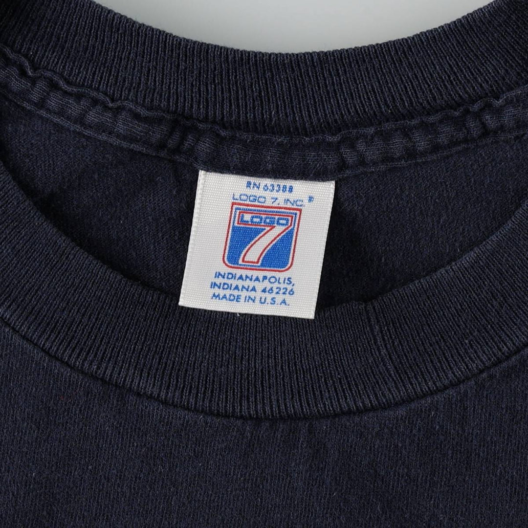 90'S Logo Seven MLB Atlanta Braves Sports Print T-Shirt, Made in USA, Men's Size L (approx.), Vintage cotton navy blue type Vintage Second Hand