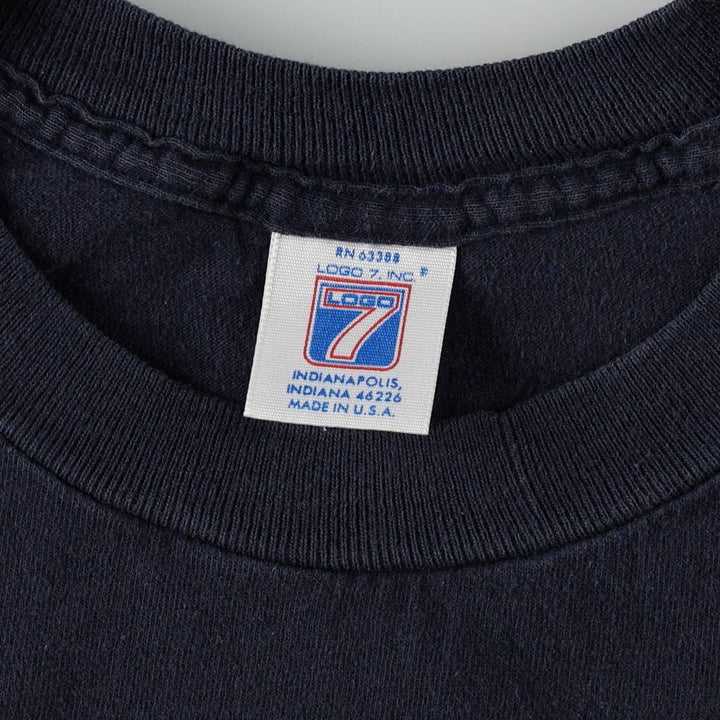 90'S Logo Seven MLB Atlanta Braves Sports Print T-Shirt, Made in USA, Men's Size L (approx.), Vintage cotton navy blue type Vintage Second Hand