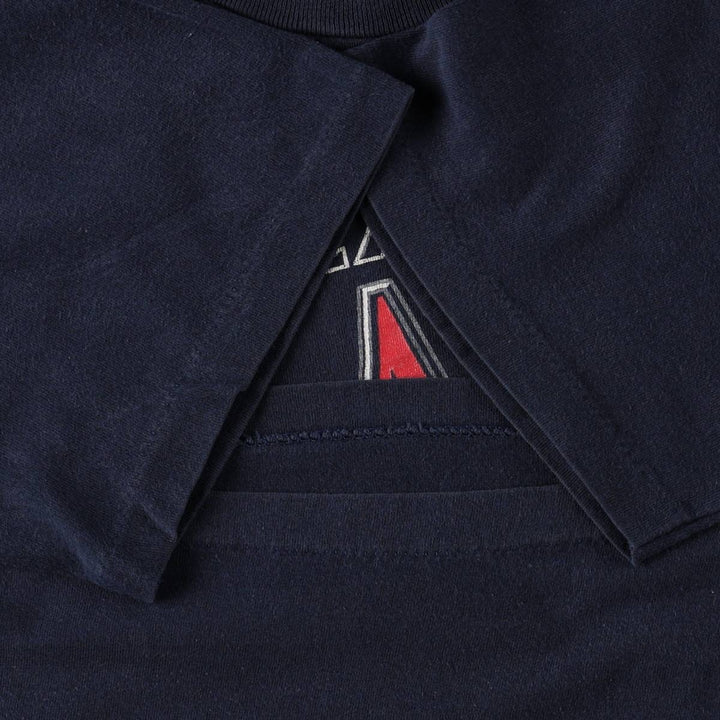90'S Logo Seven MLB Atlanta Braves Sports Print T-Shirt, Made in USA, Men's Size L (approx.), Vintage cotton navy blue type Vintage Second Hand