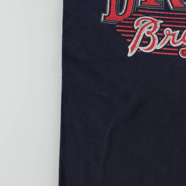 90'S Logo Seven MLB Atlanta Braves Sports Print T-Shirt, Made in USA, Men's Size L (approx.), Vintage cotton navy blue type Vintage Second Hand