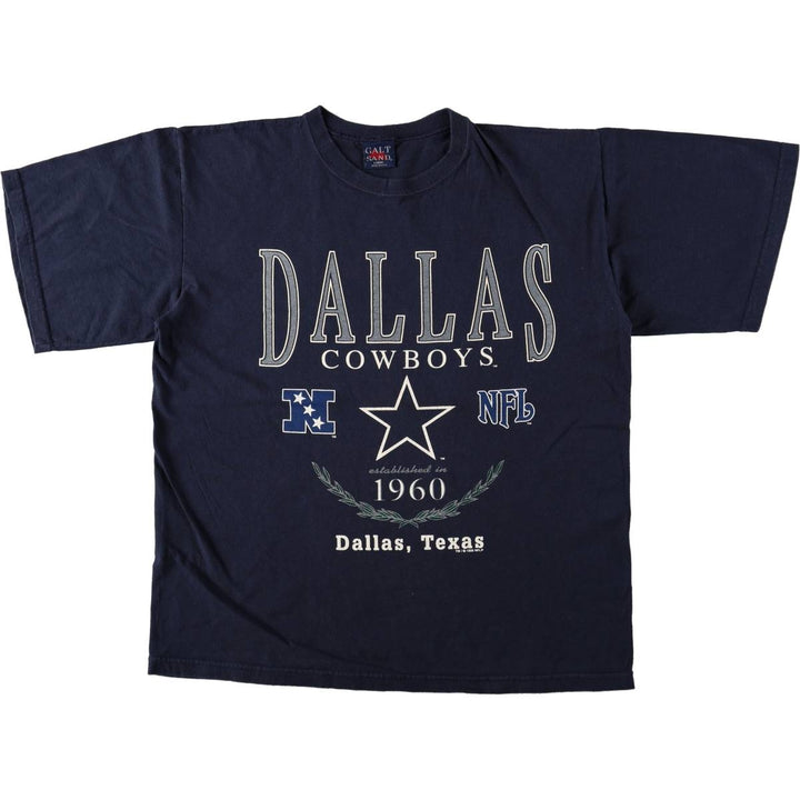 90'S GALT SAND NFL DALLAS COWBOYS (Dallas Cowboys) Sports Print T-Shirt, Made in USA, Men's Size L (approx.), Vintage cotton navy blue type Vintage Second Hand