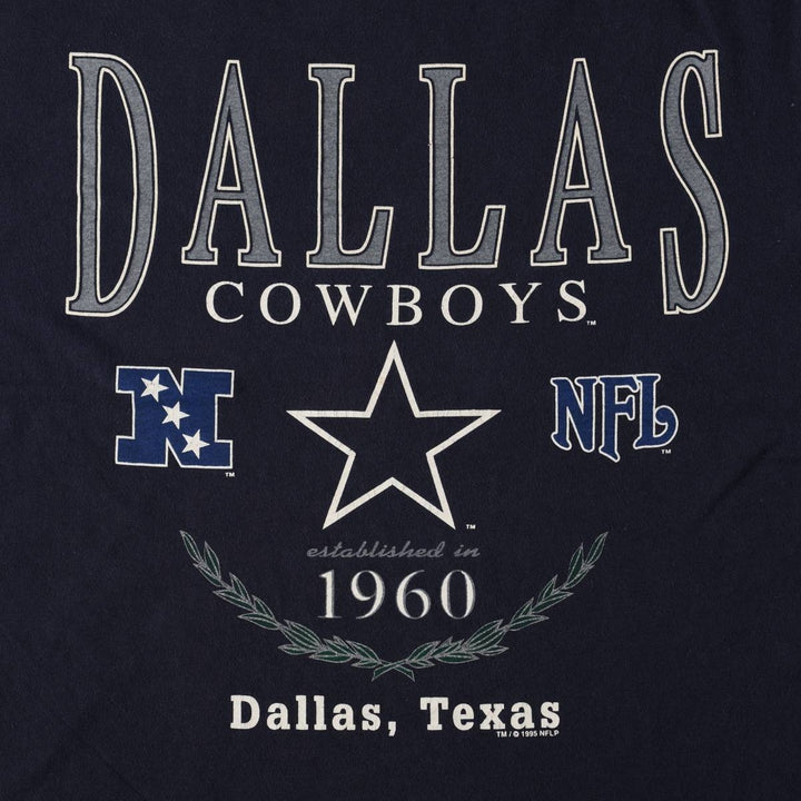 90'S GALT SAND NFL DALLAS COWBOYS (Dallas Cowboys) Sports Print T-Shirt, Made in USA, Men's Size L (approx.), Vintage cotton navy blue type Vintage Second Hand
