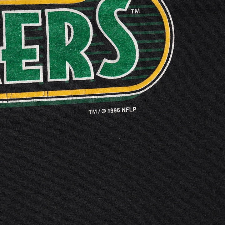 Logo Seven NFL Green Bay Packers Sports Print T-Shirt, Made in USA, Men's XL (approx.), Vintage cotton black type Vintage Second Hand