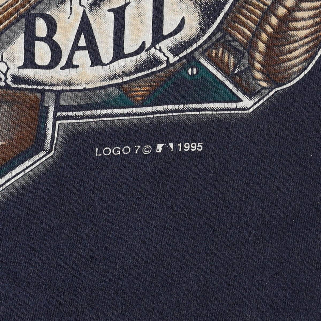 90'S LOGO7 MLB SEATTLE MARINERS Sports Print T-Shirt, Men's XL (approx.) Vintage cotton navy blue type Vintage Second Hand