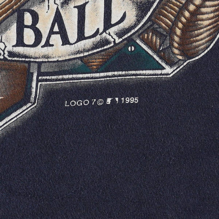 90'S LOGO7 MLB SEATTLE MARINERS Sports Print T-Shirt, Men's XL (approx.) Vintage cotton navy blue type Vintage Second Hand