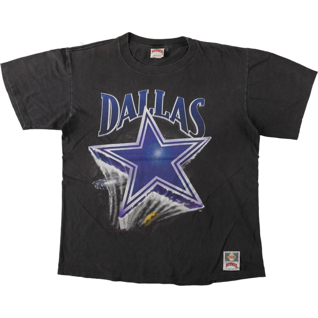 90'S NUTMEG NFL Dallas Cowboys Sports Print T-Shirt, Made in USA, Men's XL equivalent, Vintage cotton black type Vintage Second Hand