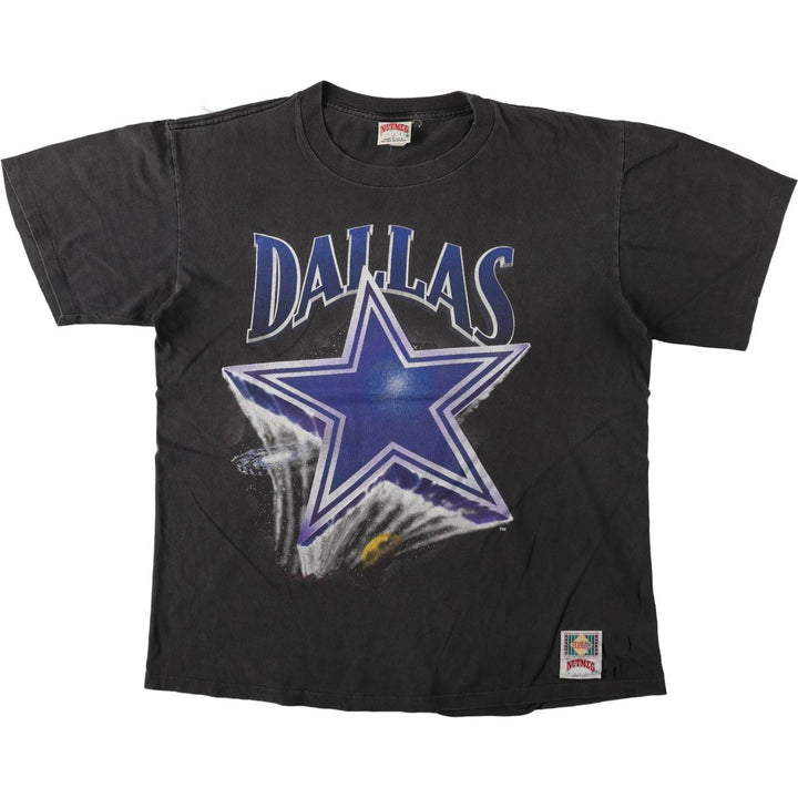 90'S NUTMEG NFL Dallas Cowboys Sports Print T-Shirt, Made in USA, Men's XL equivalent, Vintage cotton black type Vintage Second Hand