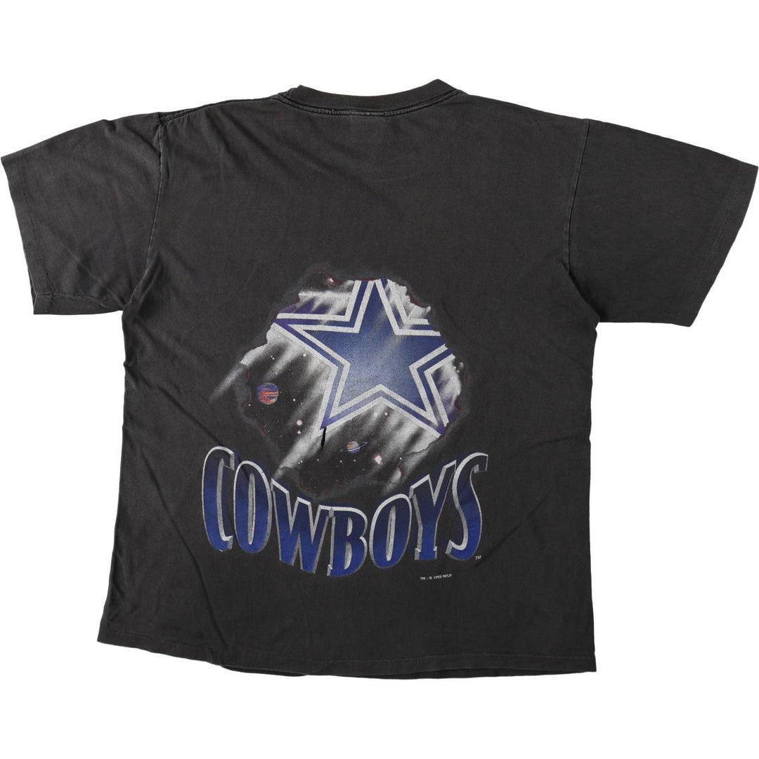 90'S NUTMEG NFL Dallas Cowboys Sports Print T-Shirt, Made in USA, Men's XL equivalent, Vintage cotton black type Vintage Second Hand