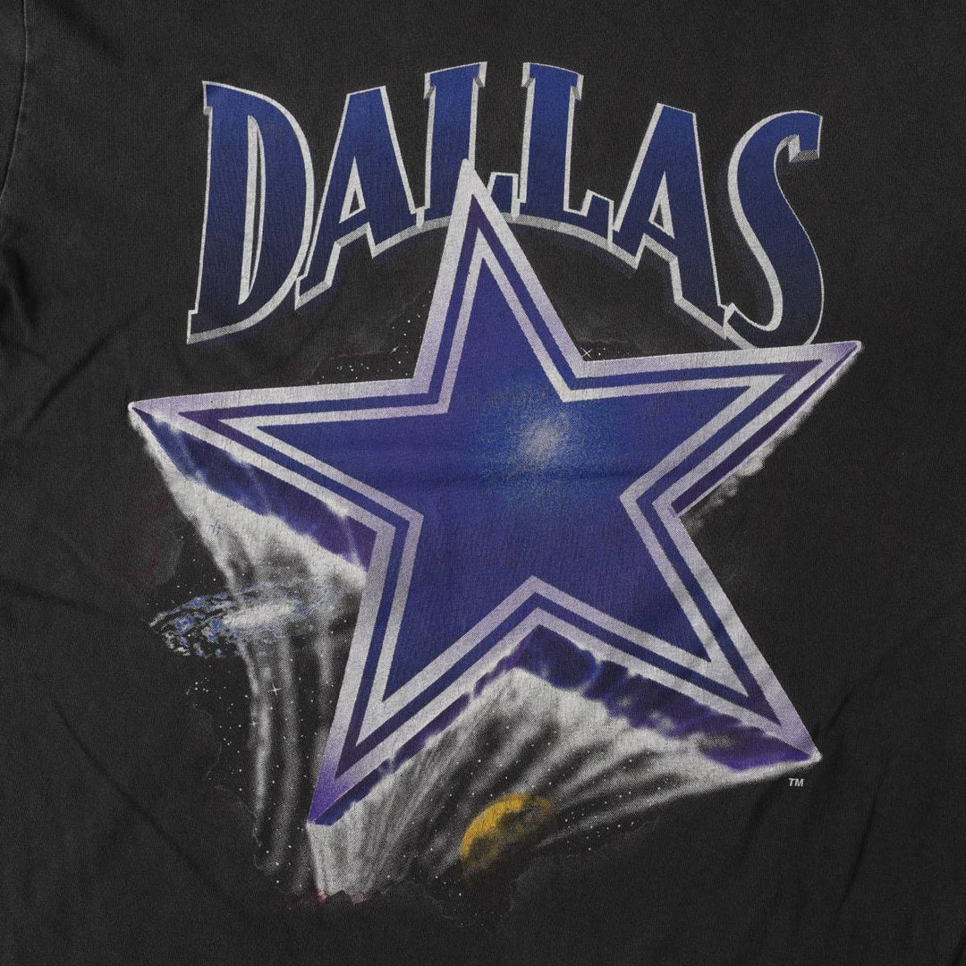 90'S NUTMEG NFL Dallas Cowboys Sports Print T-Shirt, Made in USA, Men's XL equivalent, Vintage cotton black type Vintage Second Hand