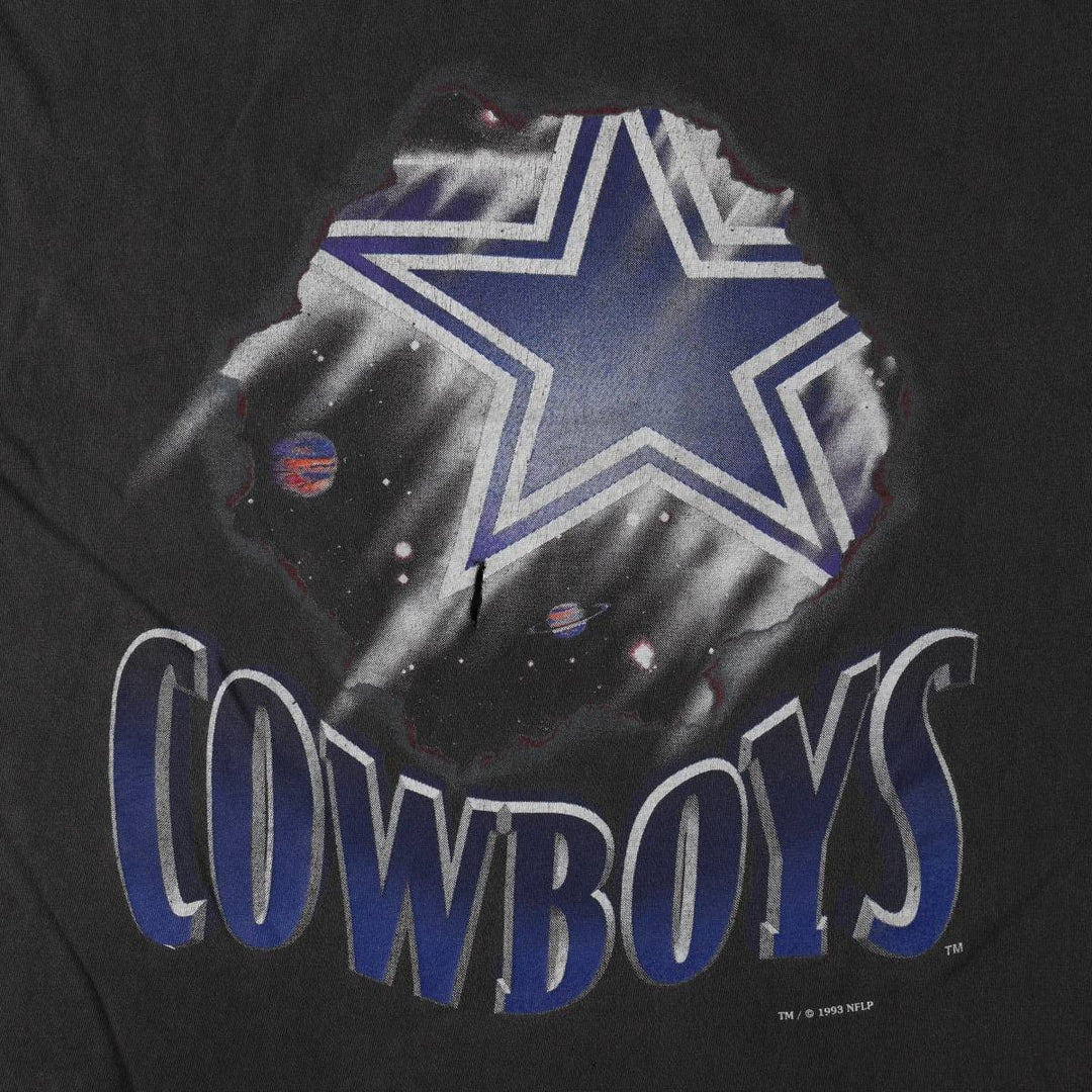 90'S NUTMEG NFL Dallas Cowboys Sports Print T-Shirt, Made in USA, Men's XL equivalent, Vintage cotton black type Vintage Second Hand