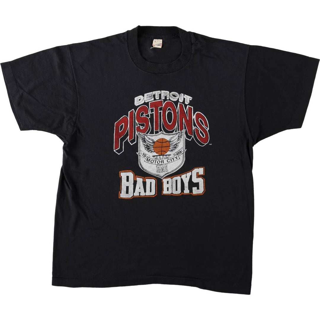 80'S Screen Stars Detroit Pistons Sports Print T-Shirt, Made in USA, Men's Size L (approx.), Vintage cotton black type Vintage Second Hand
