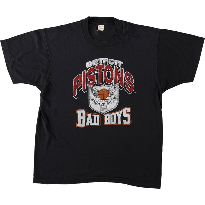 80'S Screen Stars Detroit Pistons Sports Print T-Shirt, Made in USA, Men's Size L (approx.), Vintage cotton black type Vintage Second Hand