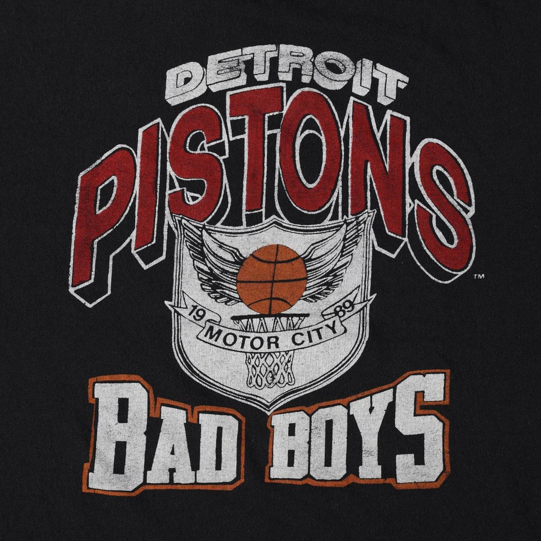 80'S Screen Stars Detroit Pistons Sports Print T-Shirt, Made in USA, Men's Size L (approx.), Vintage cotton black type Vintage Second Hand