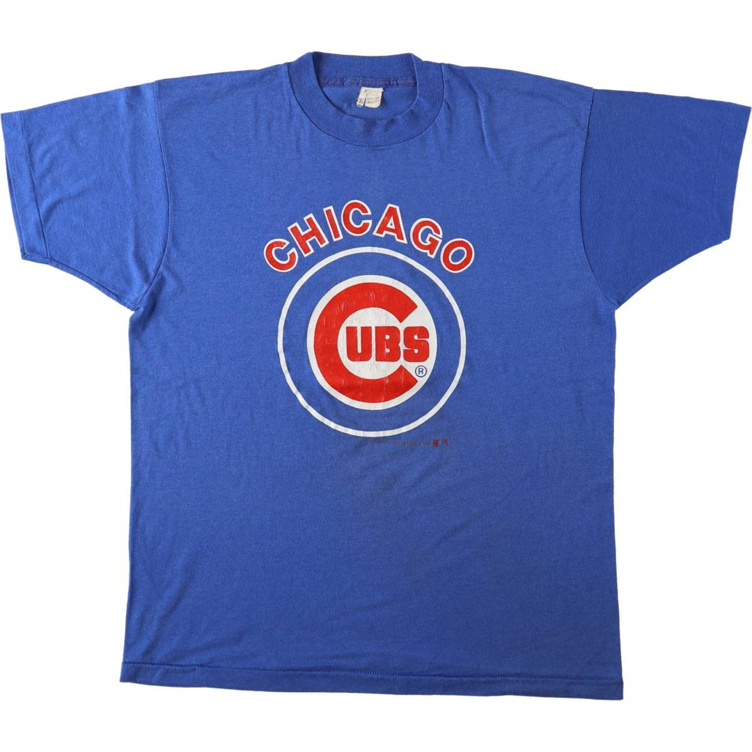 80'S Screen Stars MLB Chicago Cubs Sports Print T-Shirt, Made in USA, Men's XL equivalent, Vintage cotton blue type Vintage Second Hand