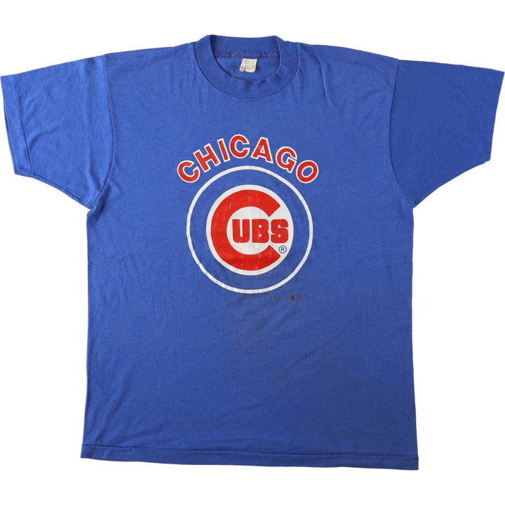 80'S Screen Stars MLB Chicago Cubs Sports Print T-Shirt, Made in USA, Men's XL equivalent, Vintage cotton blue type Vintage Second Hand