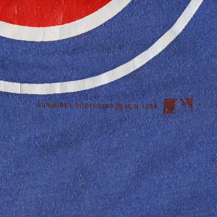 80'S Screen Stars MLB Chicago Cubs Sports Print T-Shirt, Made in USA, Men's XL equivalent, Vintage cotton blue type Vintage Second Hand