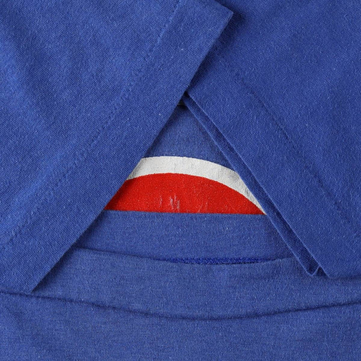 80'S Screen Stars MLB Chicago Cubs Sports Print T-Shirt, Made in USA, Men's XL equivalent, Vintage cotton blue type Vintage Second Hand