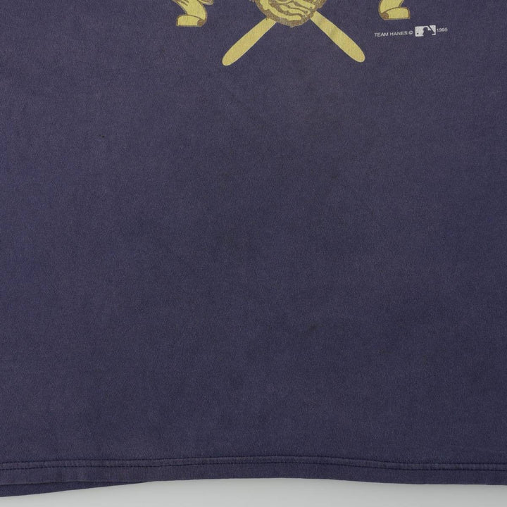 90'S Hanes Heavyweight New York Yankees Sports Print T-Shirt, Men's XL equivalent, Vintage cotton navy blue type Vintage Second Hand