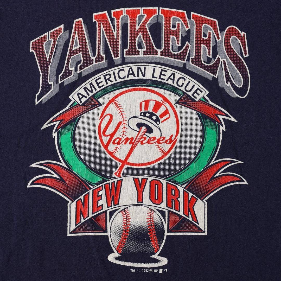 90'S COMPETITOR MLB NEW YORK YANKEES Sports Print T-Shirt, Men's Size L (approx.), Vintage polyester navy blue type Vintage Second Hand