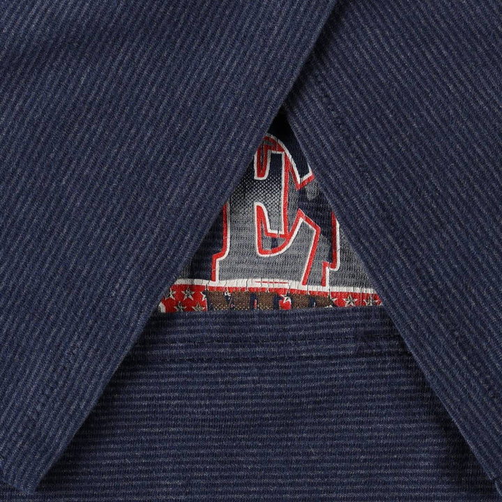 90'S TRENCH Cleveland Indians Border Pattern Sport Print T-Shirt, Made in USA, Men's Size M (Equivalent), Vintage cotton navy blue type Vintage Second Hand