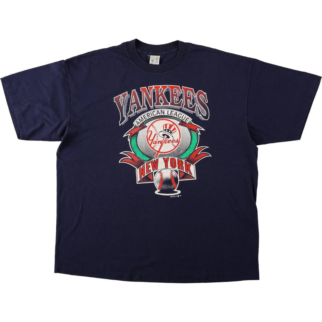 Big Size 90'S COMPETITOR New York Yankees Sports Print T-Shirt, Made in USA, Men's XXXL Equivalent, Vintage polyester navy blue type Vintage Second Hand