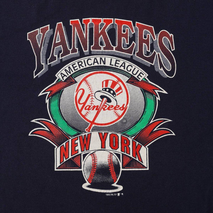 Big Size 90'S COMPETITOR New York Yankees Sports Print T-Shirt, Made in USA, Men's XXXL Equivalent, Vintage polyester navy blue type Vintage Second Hand