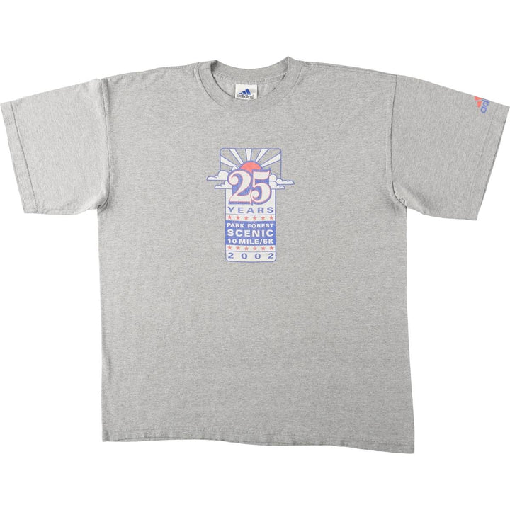 2000'S Adidas sports t-shirt, made in USA, men's size L (approx.) cotton gray type Vintage Second Hand