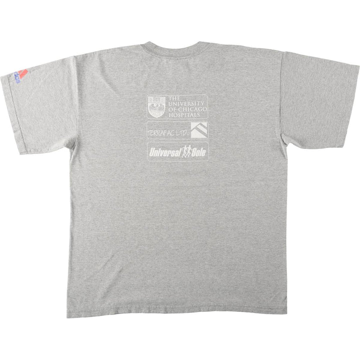 2000'S Adidas sports t-shirt, made in USA, men's size L (approx.) cotton gray type Vintage Second Hand