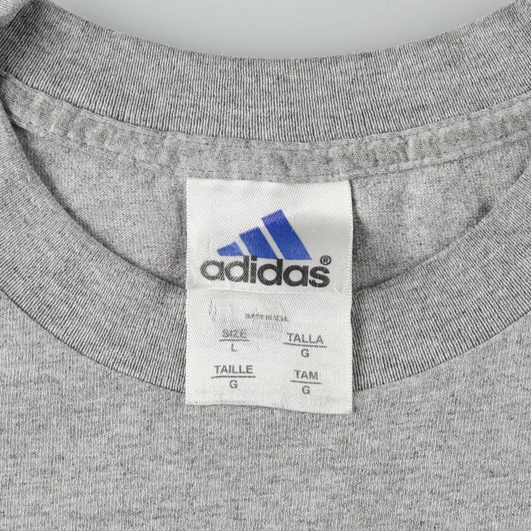 2000'S Adidas sports t-shirt, made in USA, men's size L (approx.) cotton gray type Vintage Second Hand
