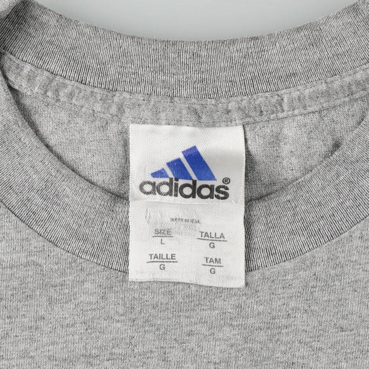 2000'S Adidas sports t-shirt, made in USA, men's size L (approx.) cotton gray type Vintage Second Hand