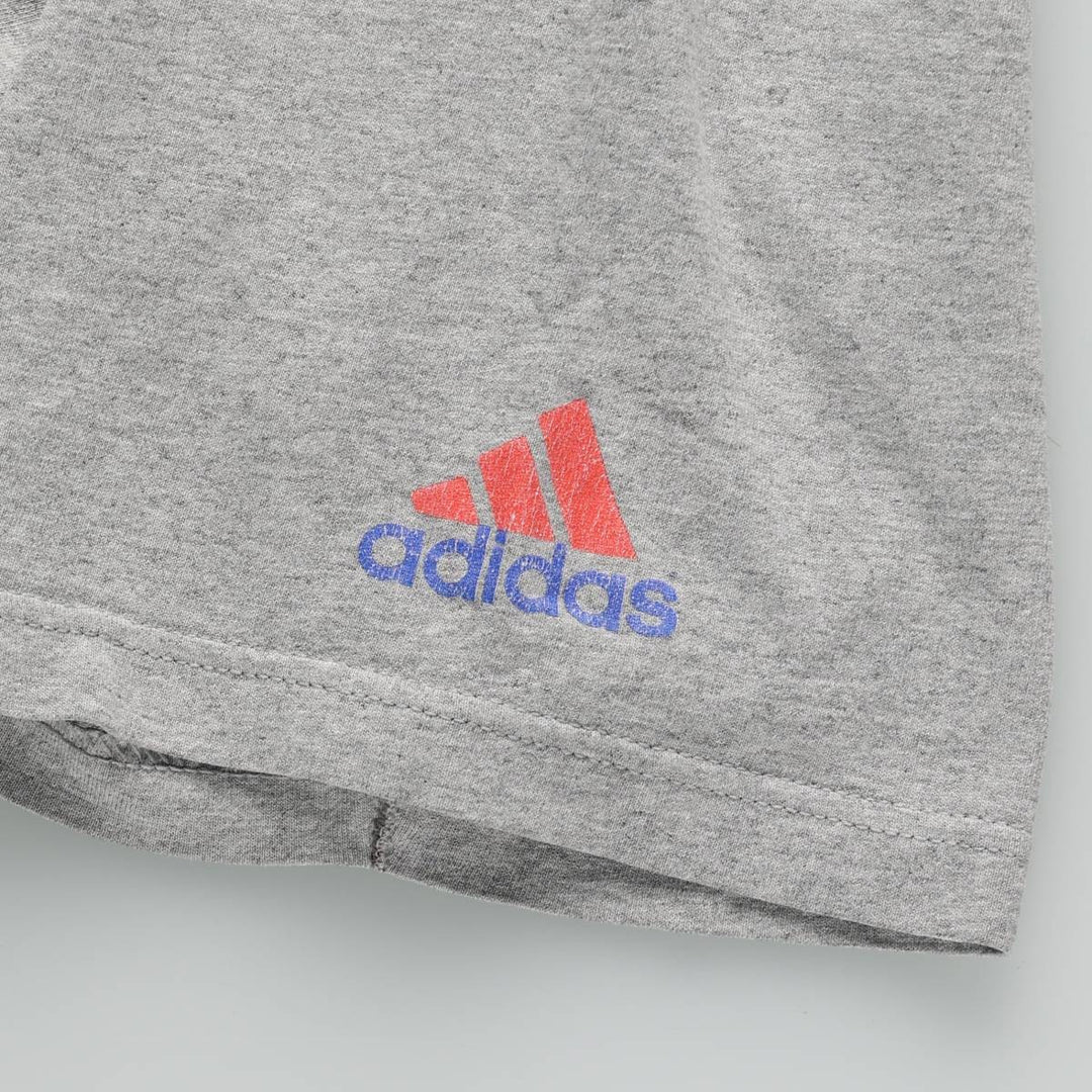 2000'S Adidas sports t-shirt, made in USA, men's size L (approx.) cotton gray type Vintage Second Hand