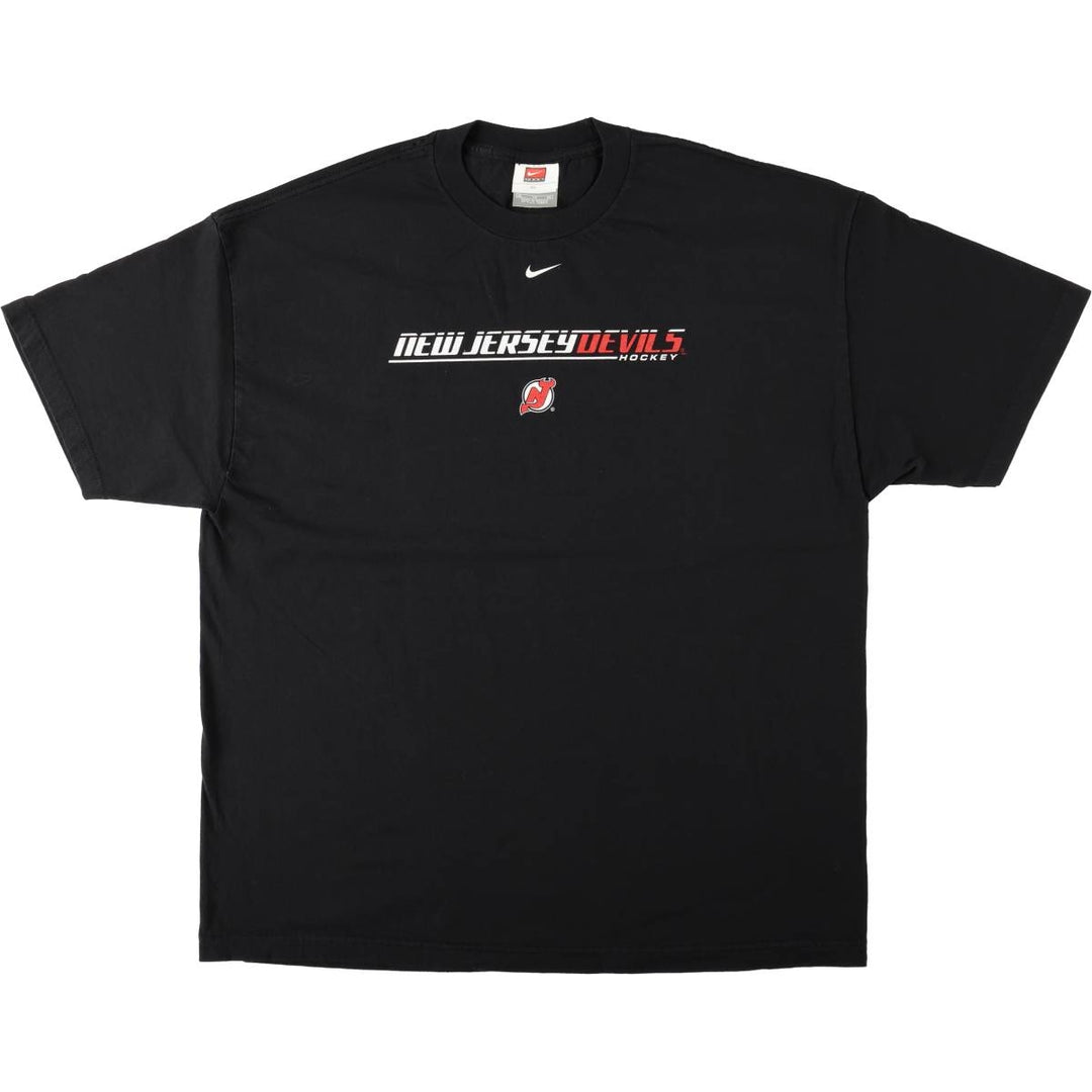 2000'S Nike Team NHL New Jersey Devils sports print t-shirt, men's size XL (approx.) cotton black type Vintage Second Hand