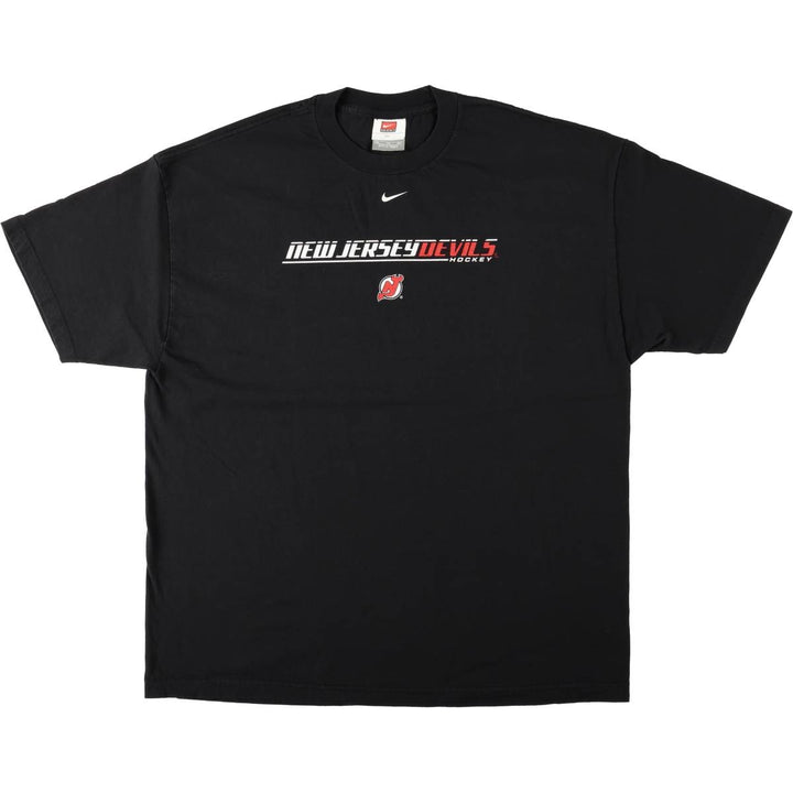 2000'S Nike Team NHL New Jersey Devils sports print t-shirt, men's size XL (approx.) cotton black type Vintage Second Hand