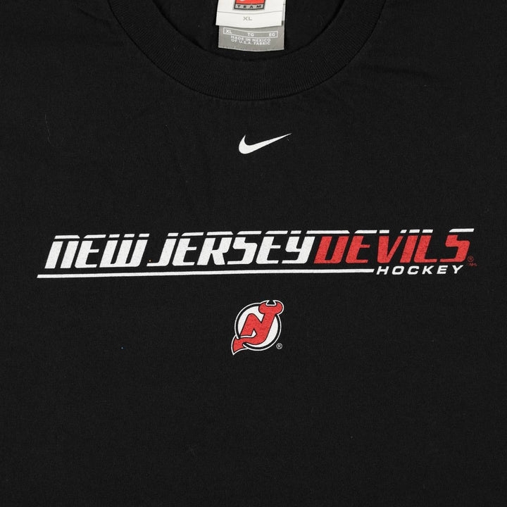 2000'S Nike Team NHL New Jersey Devils sports print t-shirt, men's size XL (approx.) cotton black type Vintage Second Hand
